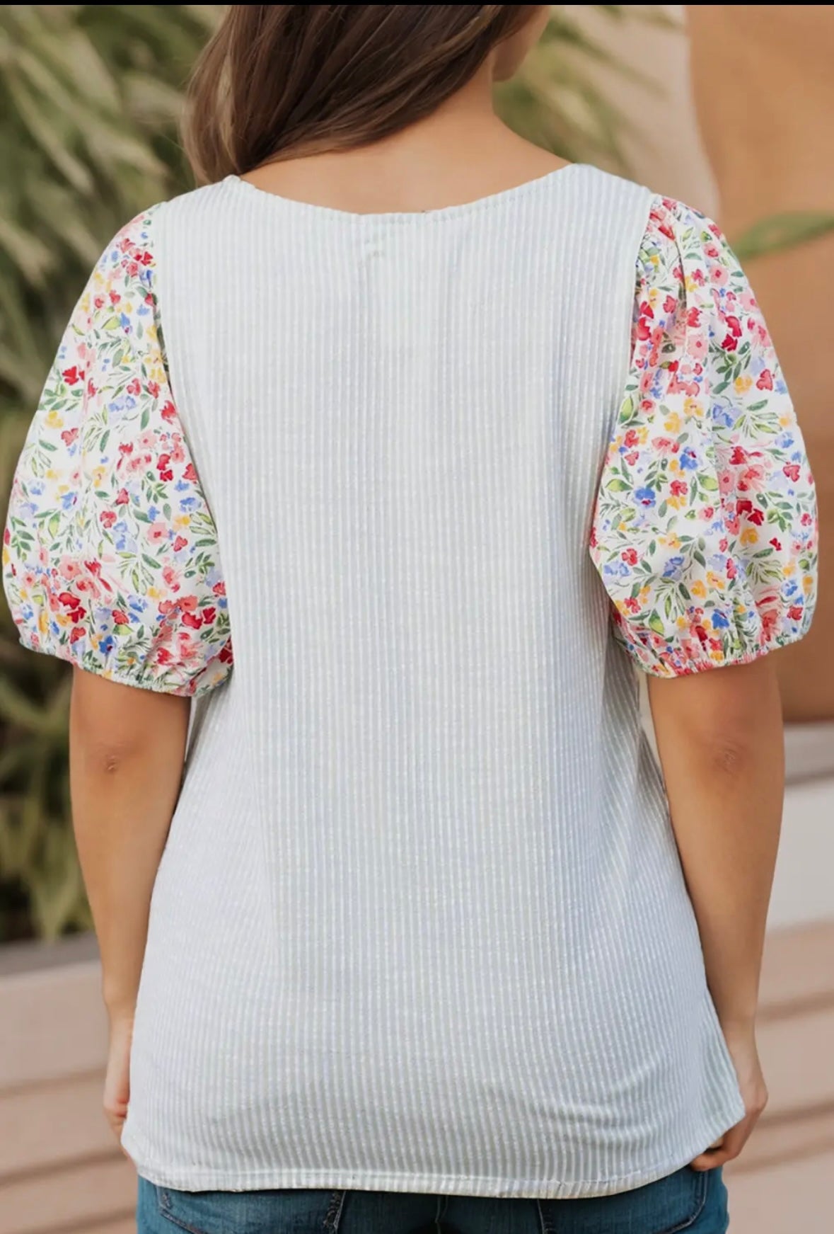 Plus Floral Sleeve Top